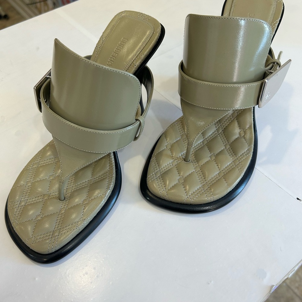 Burberry Olive Leather Sandals